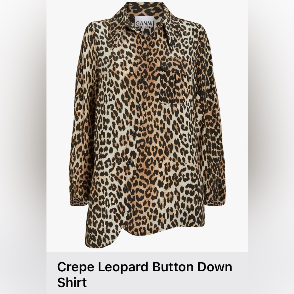 GANNI Leopard Crepe Shirt NWOT